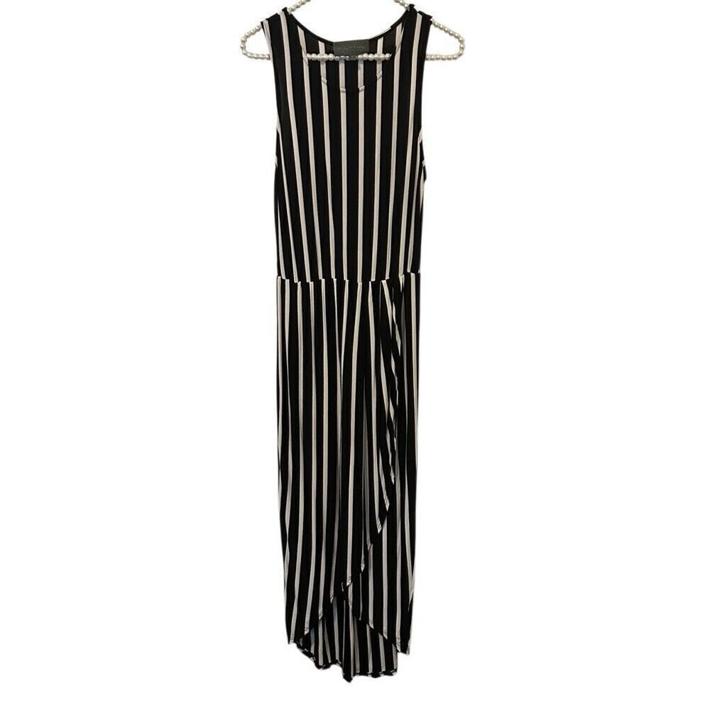 Anthropologie Sunday in Brooklyn maxi dress medium black White Stripe Sleeveless